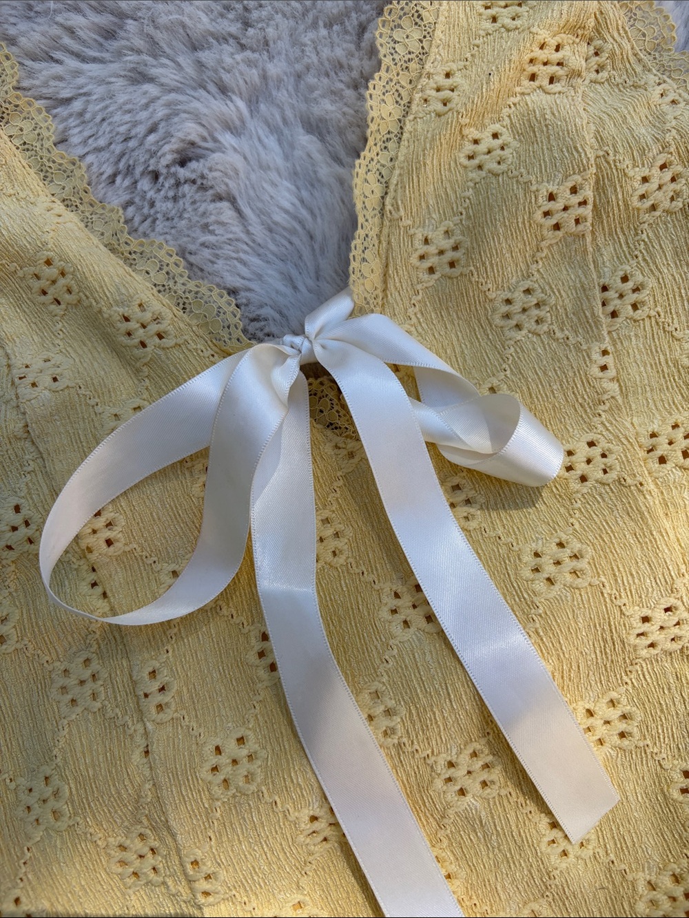 Yellow Eyelet Halter Tie-Front Crop Top - Picture 4 of 5